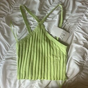 Zara lime green cross neck top - new with tags